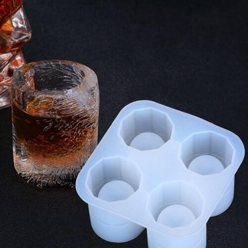 European American Bar Creativity Shot Glasses Made Of Ice Silica Gel Ice Pattern Mold Whiskey Glass Cocktail Cup Iced Modeling