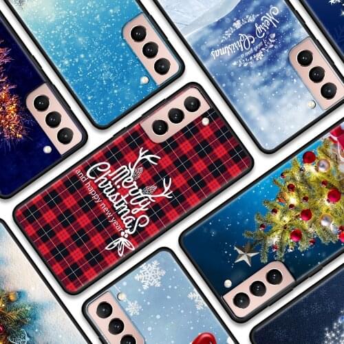 Cell Shell Case for Samsung Galaxy S20 FE S21 Ultra 5G S10 S9 S8 Plus S10e Phone Cover Coque Merry Christmas Tree SnowFlakes