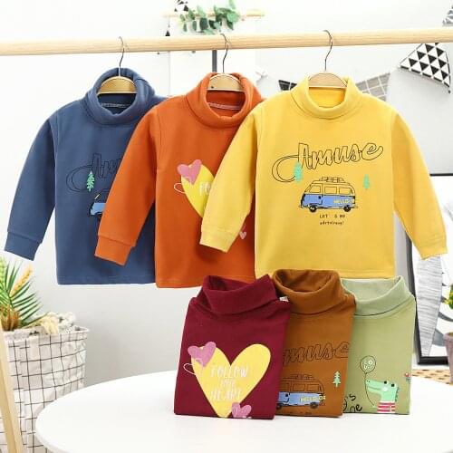Kids Clothes Toddler Girl Fall Clothes 2020 Autumn and winter new childrens high-neck single tops boys girls tops baby pajamas