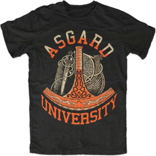 Asgard University Odin Viking Warriors Thor Hammer T-Shirt. Summer Cotton Short Sleeve O-Neck Mens T Shirt New S-3XL