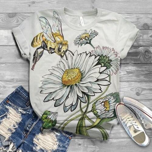 2021Fashion new mens and womens summer round neck 3D bee printing T-shirt childrens street outdoor comfortable inch shirt