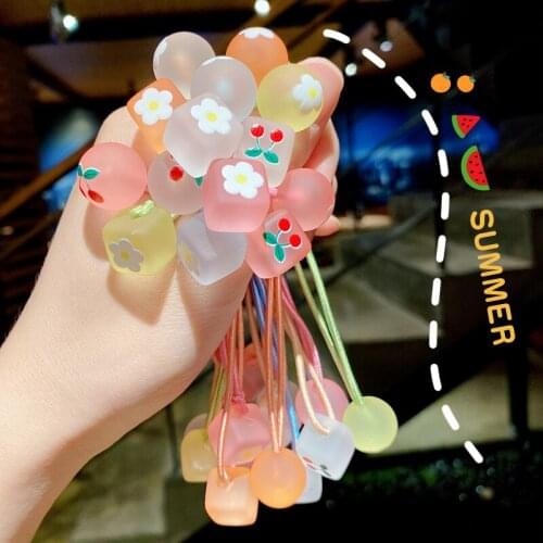 Beautiful acrylic transparent frosted square ball small fresh rubber band Korean girl princess hair rope