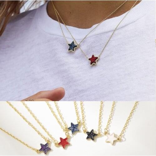 Summer Sequin Star Necklace Colorful Fashion Chain Necklaces for Women Casual Accessories Necklace All-match Jewelry for Women