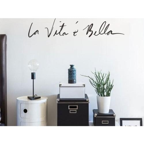 Life Is So Beautiful Ins Italian Byword Wall Stickers Livingroom Studio Cosmetic Mirror Decal Removable Home Wall Decor