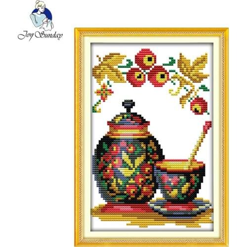 Joy Sunday Coloured Pottery Needlework DIY Cross Stitch Sets for Embroidery Kits Precise Printed Factory Sale Cross-Stitching