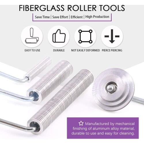 8Pcs Aluminum Alloy Fibreglass Roller Set Bubble Roller Gloves Brush Laminated Fiberglass Resin Roller hand tools