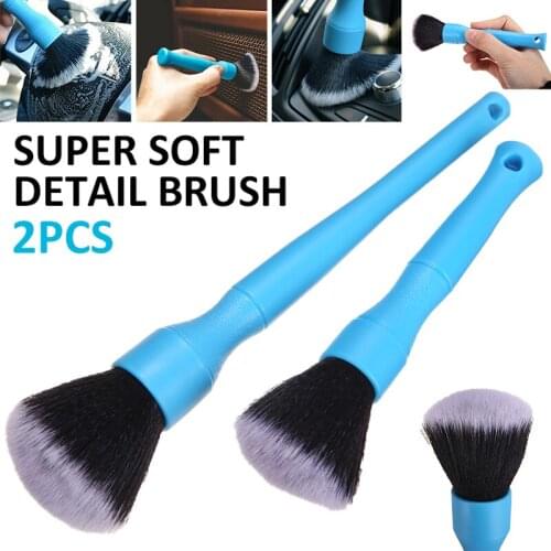 New 2Pcs Super Soft Detail Brush Car Internal Detail Brush Car Cleaning Brush Set Car Wash Dust Brush Tool