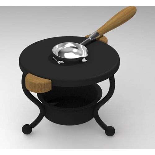 2020 New Retro tripod fire paint wax melting wax tripod furnace included wood handle sealing wax spoon wholesale Drop Shipping