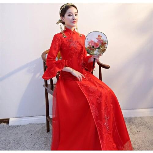 Shanghai Story New Arrival Bride Wedding dress Chinese Traditional Dress Wedding cheongsam Xiuhe dress National style Clothing