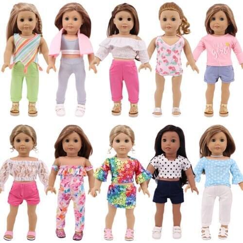 Doll Clothes 10 Style Fashion Casual Suit For 18 Inch American&43cm Baby New Born Doll Clothes Accessories Girl`s Toy