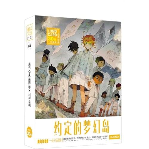 30 Sheets/Set The Promised Neverland Anime LOMO Card With The Same Greeting Card Around The Gold Foil Box