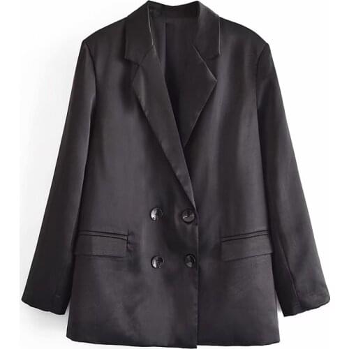 ZXQJ Women 2021 Fashion Double Breasted Blazers Coat Vintage Sailor Collar Long Sleeve Female Outerwear Tops