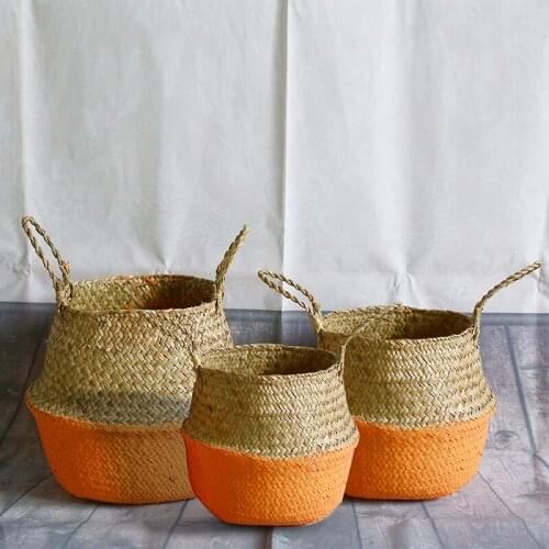 Rattan Storage Basket Wickerwork Hanging Flower Pot Dirty Laundry Sundries Foldable Basket Garden Storage Boxes