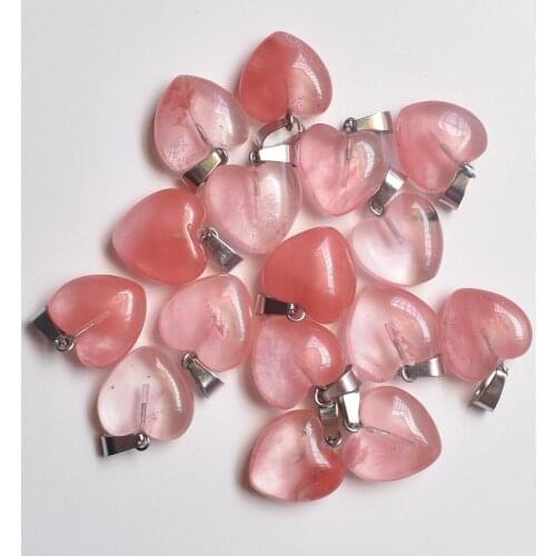 2020 fashion top quality Watermelon Red stone heart pendants charm for DIY jewelry making 16mm 50pcs/lot Wholesale free shipping