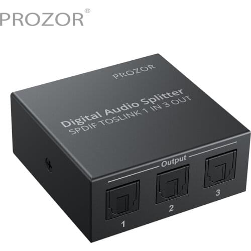 PROZOR 3 Way Spdif Toslink Optical Splitter 1 In 3 Out Digital Audio Splitter Adapter Support LPCM 2.0 DTS AC3 for PS3 XBOX HDTV