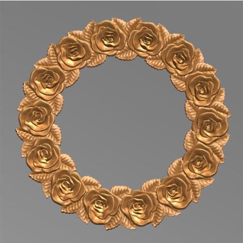 Digital file frame 3d model relief for cnc carving engraving in STL file format artcam aspire -rose flower decor frame