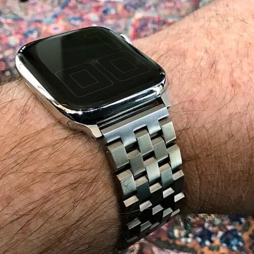 Men watchband for apple watch se 44mm 42mm iwatch 5 4 3 band heavy Solid Stainless Steel Metal correa for apple watch 40mm 38mm