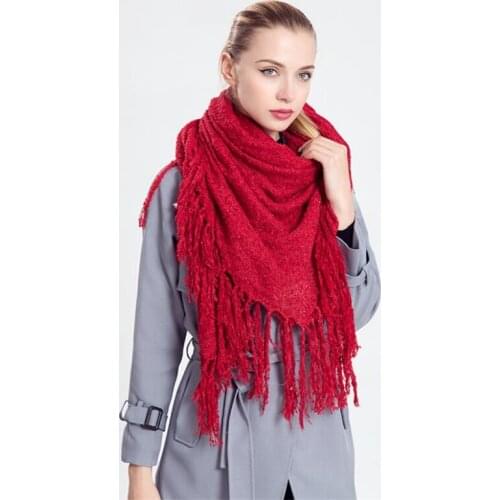 IANLAN Milan Fashion Week Womens Acrylic Scarves Shawls Solid Tassels Mufflers Wrap Casual Winter Large Neckerchiefs IL00121