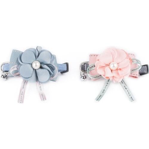 CoolPaw Dog Collar Leash Elegant Pretty Flower Decoration Bow Tie with Bell Dog Leash Puppy Dogs Cats