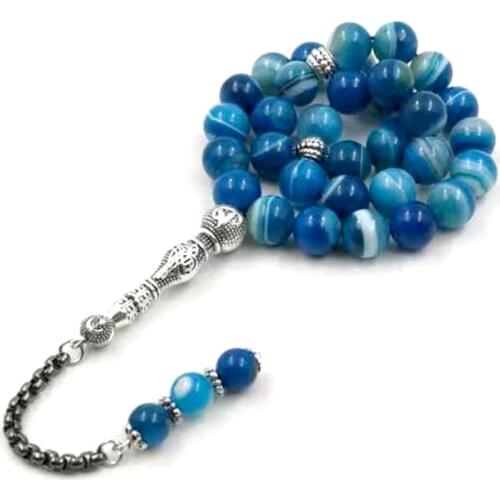 Tasbih 2021 Natural agates stone prayer beads Blue Misbaha 33beads Constantly updated styles Professional rosary bead