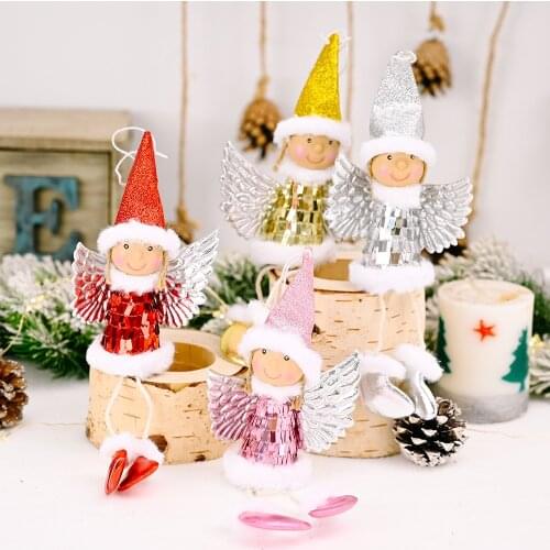 Christmas Tree Decorations Sequin Wings Girl Pendant Creative Christmas New Angel New Year 2020 Gift Christmas Ornaments