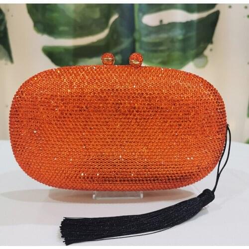 WHTUOHENG Orange Color Evening Bags Clutches High Quality Women Diamond Party Prom Handbag Banquet Free Return Crystal Clutches