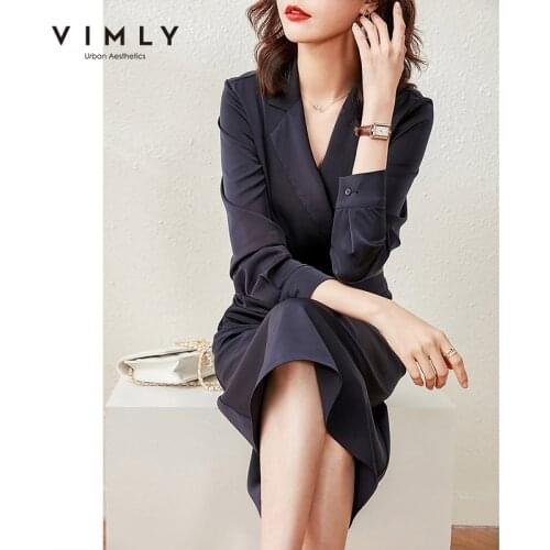 Vimly Two Piece Set Women 2021 Fashion Notched Shirts High Waist Long Skirt Elegant Office Lady Spring Clothing Set F6169