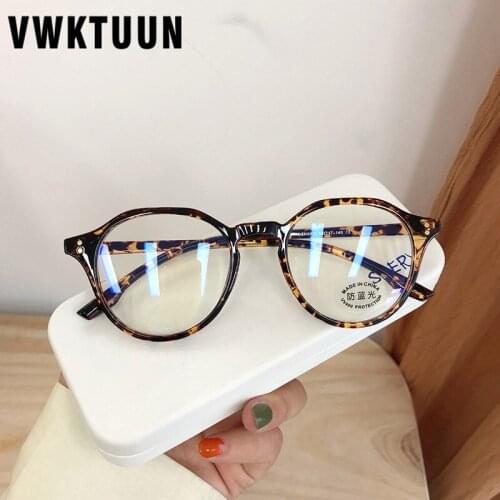 VWKTUUN Vintage Myopia Eyeglasses Frame Women Men Round Anti Blue Light Glasses Rivert Frame Blue Light Blocking Glasses