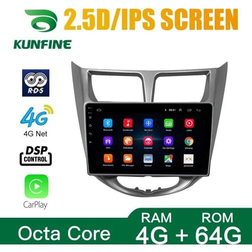 Octa Core Android 10.0 Car DVD GPS Navigation Player Deckless Car Stereo For Hyundai Verna 2010-2016 Radio Headunit wifi