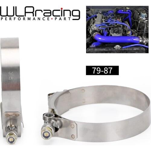 WLR RACING - 2PC/LOT SS304 3" CALMPS 79MM-87MM STAINLESS SILICONE TURBO HOSE COUPLER T BOLT CLAMP KIT HIGH QUALITY WLR5254