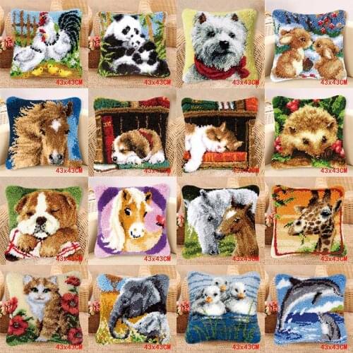 Animal Series Latch Hook Hand Knitted Embroidered Pillow Embroidery Material Latch Hook Rug Kits DIY Foamiran for needlework