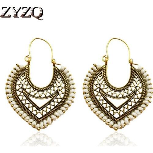 ZYZQ Retro Bohemian Handmade Winding Earrings Ethnic Style Earrings Make Old Sense Exaggerated Hollow Earrings