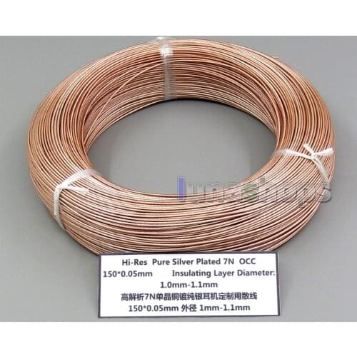 10m Hi-Res Pure Silver Plated 7N OCC 150*0.05mm Insulating Layer Earphone Headphone Bulk Wire Cable OD 1-1.1mm LN006255