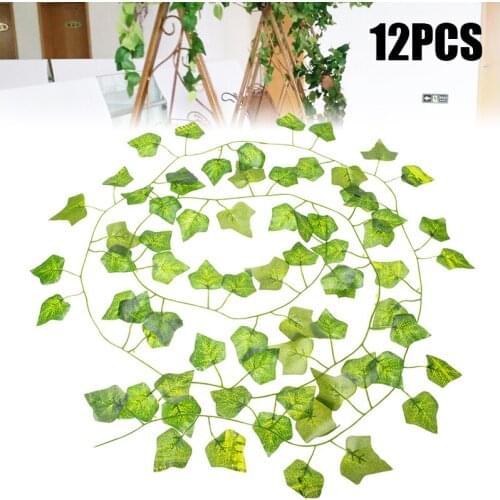 12pcs 2M Green Artificial Ivy Garland 72 Plastic Cloth Ivy Vines Fake Ivy Wreaths Plant For Home Garden DIY Decoration Plants