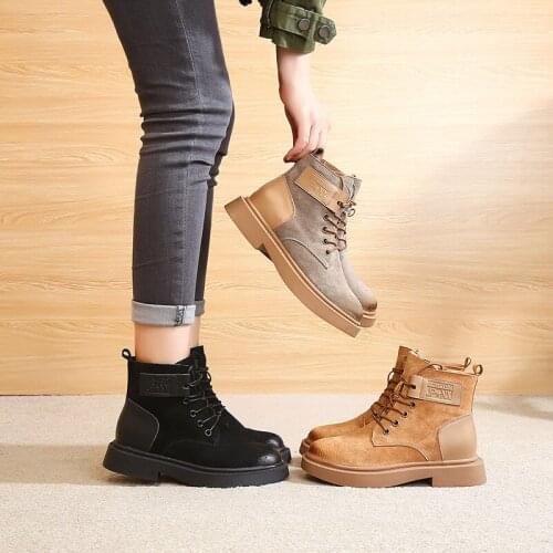 2020 Autumn And Winter 100% Pigskin Leather Martin Boots Female Retro Ankle Boots Casual Womens Motorcycle Boots