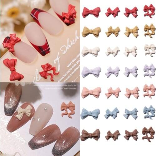 8pcs Resin Bowknot 3D Nail Decorations Bow Ornament Bowknots Nail Accessories Silocone Valentine Manicure DIY for Nails Design