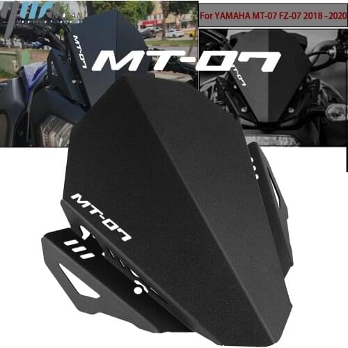Black Motorcycle Windshield Windscreen Aluminum Kit Deflector For YAMAHA MT-07 MT 07 MT07 FZ-07 FZ 07 FZ07 2018 2019 2020 mt07