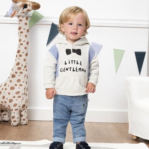 DBX12617-1 dave bella baby boys infant toddler tops tee t-shirt spring children high quality hooded tees clothes