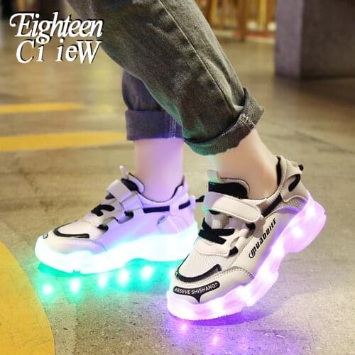 Size 25-36 Boys Glowing Shoes Luminous Sneakers for Girls Kid Led Shoes Light Up Shoes Children Glowing Running Sneakers