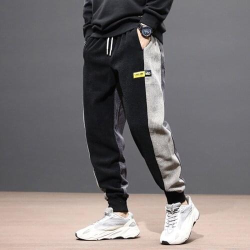 Newly Fashion Jeans Men Loose Fit Spliced Autumn Winter Designer Casual Corduroy Harem Pants Wide Leg Trousers Hip Hop Joggers