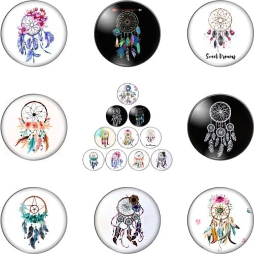 Beautiful Dream Catcher Colorful Dreams Positive Sunshine12mm/20mm/25mm/30mm Photo Glass Cabochon Demo Flat Back Making Findings