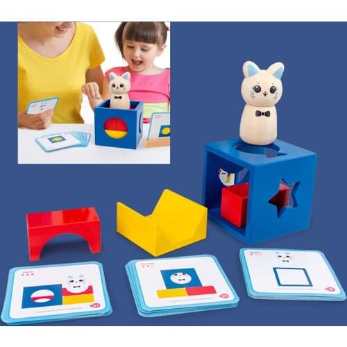 Rabbit Magic Box Wooden Geometric Animals Building Blocks Desktop Game Kids Toy Parent-child Interactive Educational Games Gifts