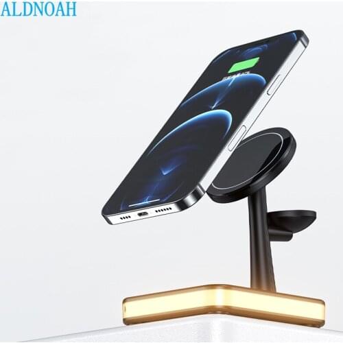 ALDNOAH Magnetic 25W Wireless Charger Dock For iPhone 12 Magsafe iWatch For Airpods Fast Charging Brackets Station Charging