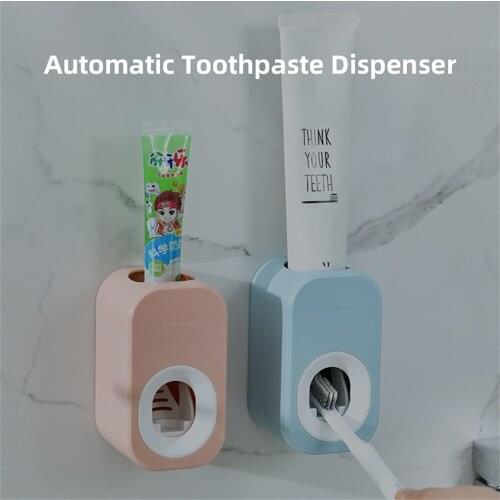 Toothpaste Dispenser Toothbrush Holder Wall Mount Automatic Toothpaste Holder Bathroom Accessories Set Toothbrush Tools 5Colors