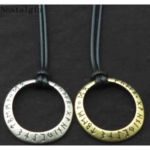 Nostalgia Nordic Elder Futhark Runes Pagan Talisman Amulet Jewelery Circle Pendant Viking Necklace Bestfriend gift Dropshipping