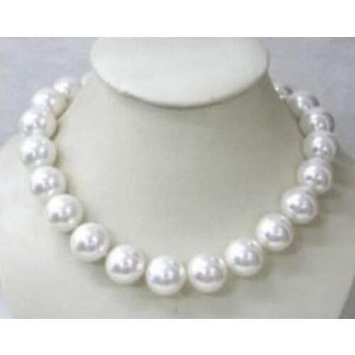 Charming 18 mm AAA white shell pearl necklace 18inches 36"