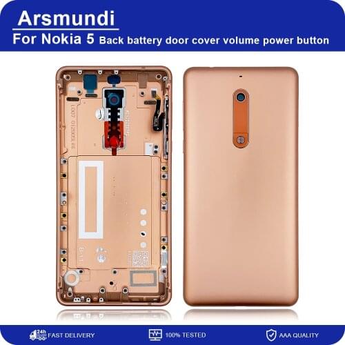 Original For Nokia 5 TA-1053 1024 1044 Single Housing Mobile Phone LCD Middle Frame Back battery door cover volume power button