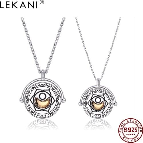 LEKANI 925 Sterling Silver Pendant Necklace For Lovers The Chakras Round Austria Crystal Necklace Anniversary Fashion Jewelry