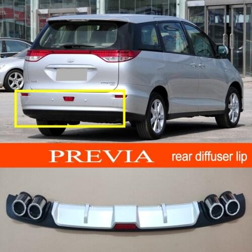 Previa Plastic Silver / Black Car Rear Bumper Rear Diffuser Spoiler Lip for TOYOTA Previa Hatchback