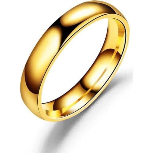 Simple Stainless Steel Rings 4mm Width Classic Elegant Wedding Rings for Women